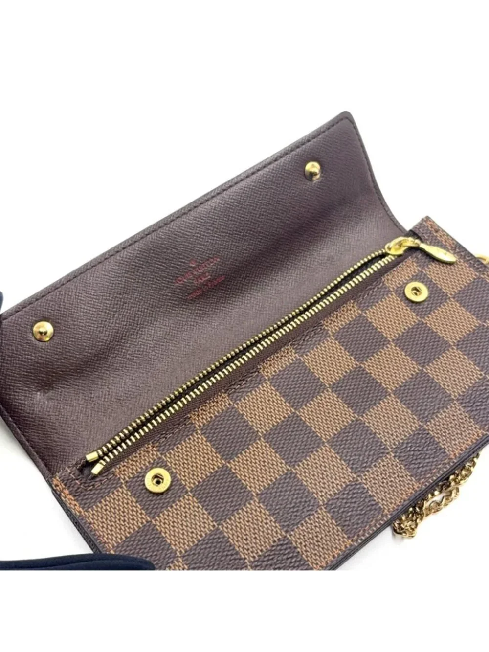 Louis Vuitton Portefeuille Accordion Damier Ebene Leather Brown Bifold Wallet